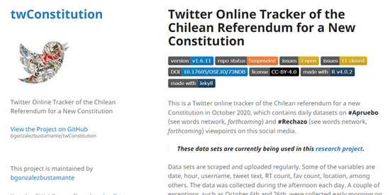 Twitter Tracker of the Chilean Referendum